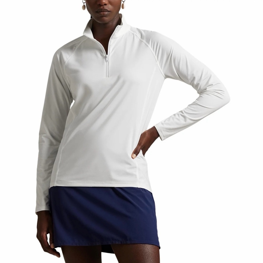 RLX Ralph Lauren White Quarter-Zip Golf Performance Pullover Women Size L